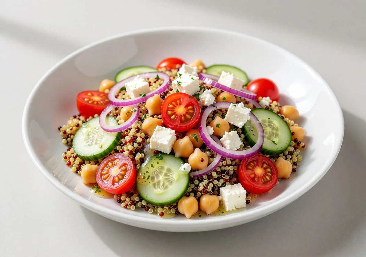 Fresh quinoa salad with colourful vegetables
